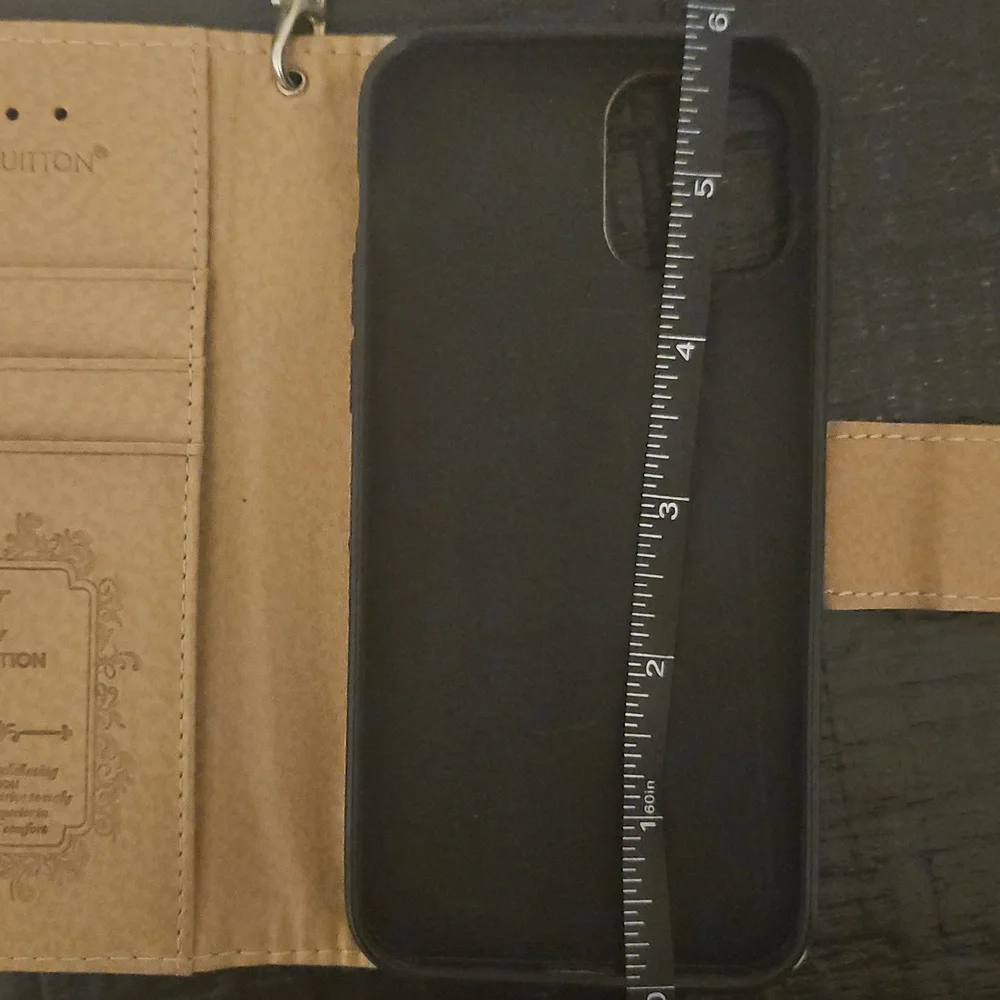 Louis Vuitton Monogram Brown & Gold Logo Wristlet Phone Folio